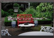 7. Exported into Photoshop and used Clone Stamp to clean up dirty water on table in front of red bench.