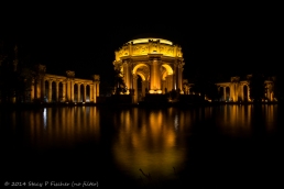 Palace of Fine Arts at night, before post-processing