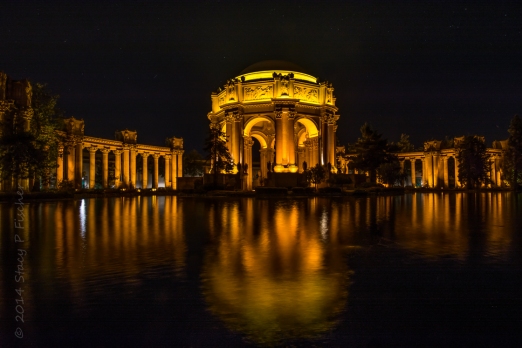 Night shot of Palace of Fine Arts, San Francisco.
