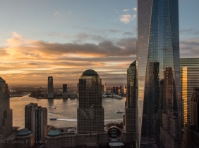 One World Trade Center, sunset.