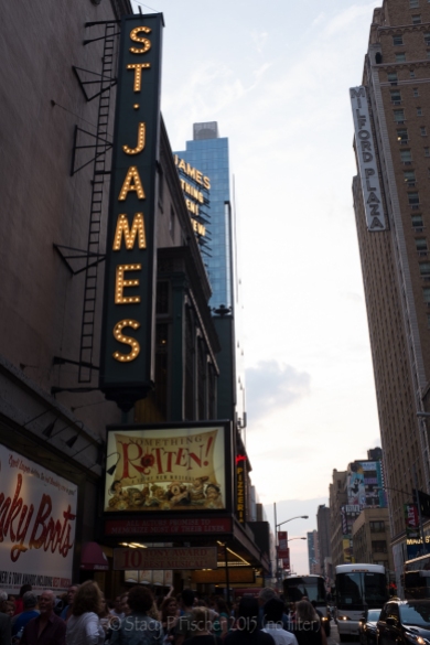 St. James Theater Marquee "Something Rotten"; before processing.
